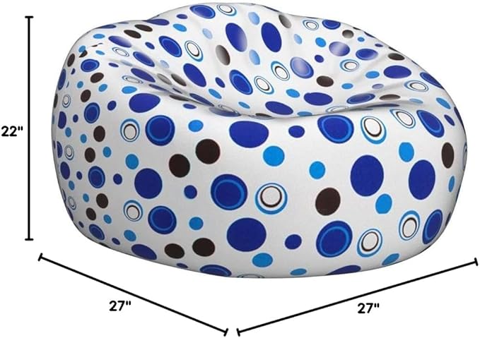 Posh Creations Bean Bag Chair for Kids, Teens, and Adults Includes Removable and Machine Washable Cover, Canvas Bubbles Blue and White, 27in - Medium - LeafyLoom