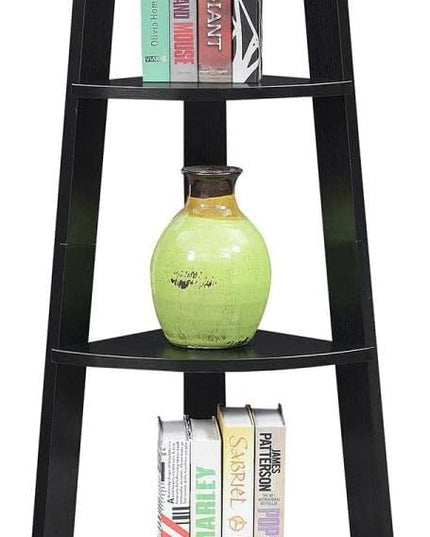 Convenience Concepts Newport 5 Tier Corner Bookcase, Black - LeafyLoom