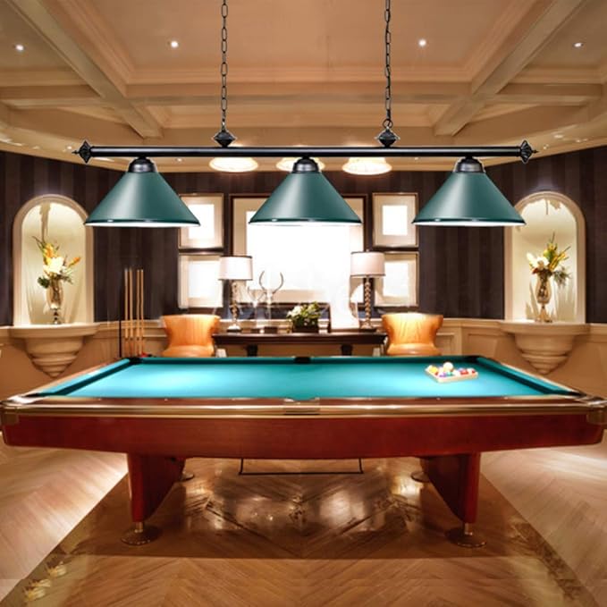 Wellmet Pool Table Light, 59” Hanging Billiard Lights, Adjustable Kitchen Island Lighting Fixture for Billiard Bar Table, Green - LeafyLoom