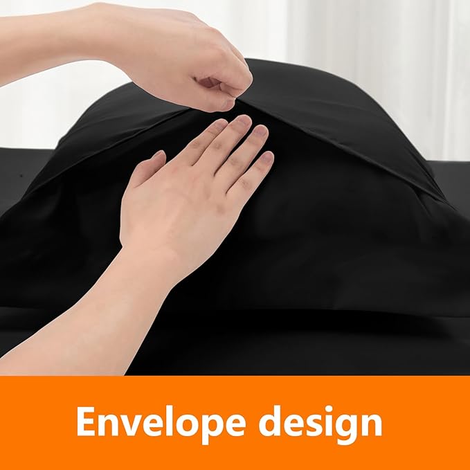 King Size Comforter Set - 3 Pieces, 1 Reversible Comforter and 2 Pillowcases,Soft Quilted Warm Fluffy Cooling Bedding for All Season,Black - LeafyLoom