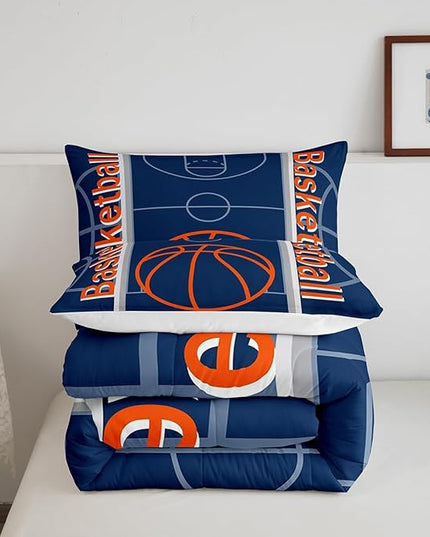 Feelyou Basketball Bedding Set King Size Gaming Sports Comforter Set for Kids Boys Girls Decor Ball Games Comforter Basketball Sports Duvet Set Bedroom Quilt Set - LeafyLoom
