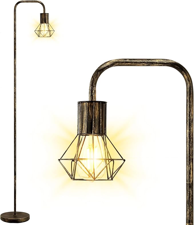 BoostArea Industrial Standing Lamp with 6W LED Bulb,E26 Socket,On/Off Footswitch,Whole Metal,Modern Floor Lamp for Bedroom,Office, Living Room,Rustic,Vintage,Farmhouse - LeafyLoom