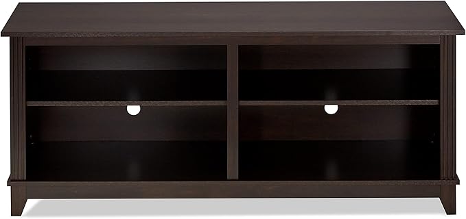 ROCKPOINT 58inch TV Stand Media Console for TV’s up to 65 Inches, Home Living Room Storage Console, Entertainment Center with 4 Open Storage Shelves, Modern TV Console Table (Mahogany Brown) - LeafyLoom
