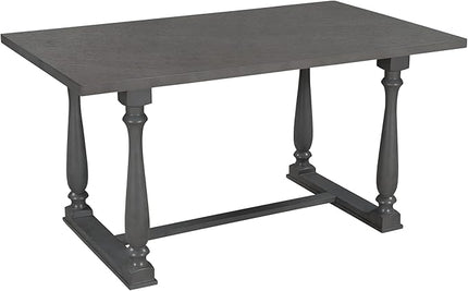 Room Piece Farmhouse Set for 6-Rustic Rectangular Wood 4 1 Bench with Comfortable Padded Cushion-Perfect for Family Gatherings and Kitchen Dining, Onesize, Grey Table+Beige Chair - LeafyLoom