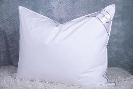 Set of 2 Goose Feather Down Cooling Pillow for Back, Stomach or Side Sleepers 2 Pack,100% Cotton Cover Standard Size(20X26IN) Gussted White - LeafyLoom