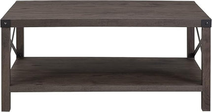 Walker Edison Sedalia Modern Farmhouse Metal-X Coffee Table, 1 Pack, Sable Grey - LeafyLoom