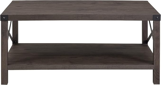 Walker Edison Sedalia Modern Farmhouse Metal-X Coffee Table, 1 Pack, Sable Grey - LeafyLoom