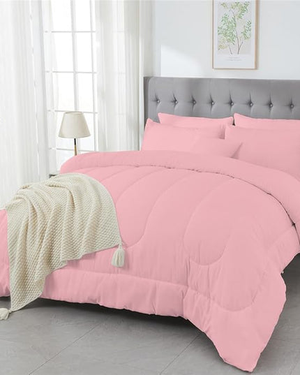 3 Piece Solid Color All Season Bedding Comforter Set Microfiber Soft Lightweight Bedding Set for Kids Teens Adults Room Decor with 1 Comforter and 2 Pillowcases King - LeafyLoom