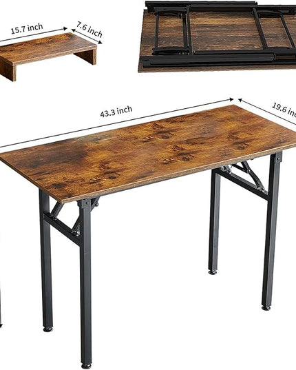 TEMI Foldable Desks for Small Spaces - Quick and Easy Setup Portable Desk. Folding Table for Office, Bedroom, or Outdoor Activities. Small Foldable Desk Functions, as a Computer Table and Study Desk - LeafyLoom