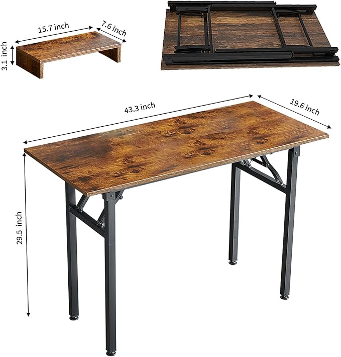 TEMI Foldable Desks for Small Spaces - Quick and Easy Setup Portable Desk. Folding Table for Office, Bedroom, or Outdoor Activities. Small Foldable Desk Functions, as a Computer Table and Study Desk - LeafyLoom