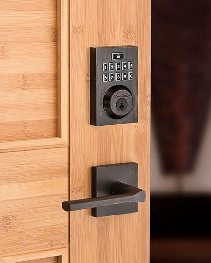 Kwikset 914 Contemporary Keypad SmartCode Electronic Deadbolt Smart Lock featuring SmartKey Security and ZigBee 3.0 Technology in Venetian Bronze Kwikset