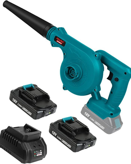 Cordless Leaf Blower with 2 Batteries and Charger,2-in-1 Lightweight Electric Mini Small Handheld Battery Powered Sweeper/Vacuum for Lawn Care,Patio,Blowing Leaves and Snow - LeafyLoom