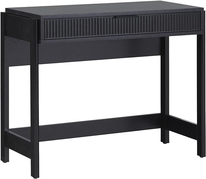 Walker Edison Office Writing and Computer Desk Spacious Desktop, Complementary in Living Spaces, 38 Inch, Reeded Black - LeafyLoom