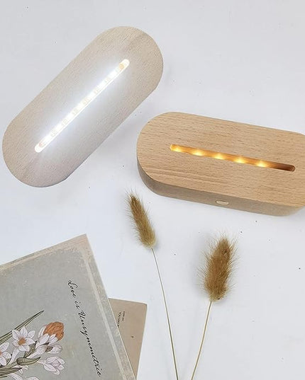 2Pack 6 inch Oval Wood Display Pedestal,Wooden Led Lights Display Base for Acrylic and Plexiglass,Wood Night LED Light Lamp Base - LeafyLoom