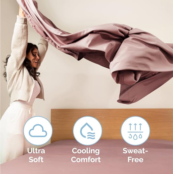 Twin XL Size 3 Piece Sheet Set - Comfy Breathable & Cooling Sheets - Hotel Luxury Bed Sheets for Women & Men - Deep Pockets, Easy-Fit, Extra Soft & Wrinkle Free Sheets - Mauve Oeko-Tex Bed Sheet Set - LeafyLoom