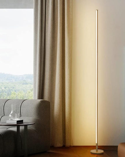 TACAHE Minimalist Corner Floor Lamp - 2700K-6500K Dimmable LED Night Light - Modern Standing Mood Lamp with Remote Control for Living Room, Bedroom - 57" 12W - Gold - 1Pack - LeafyLoom