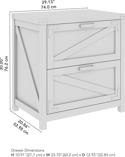 kathy ireland Home by Bush 2-Drawer Lateral File Cabinet, Letter/Legal, Restored Gray, 29-Inch (CGF129RTG-03) - LeafyLoom