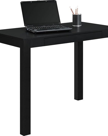 Ameriwood Home Parsons Computer Desk with Drawer, Black - LeafyLoom