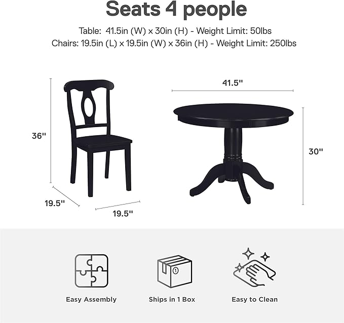DOREL Living Aubrey 5 piece Traditional Height Pedestal Dining Set - LeafyLoom