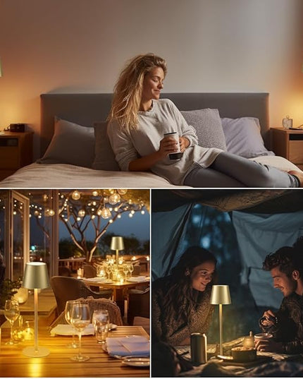 BGFHome Cordless Table Lamp LED Desk lamp,5000mAh Rechargeable Touch Night Light Wireless Minimalist Design for/Restaurant/Bedroom/Bars/Outdoor Party/Camping/Coffee Shop(2 Pack Gold)… - LeafyLoom