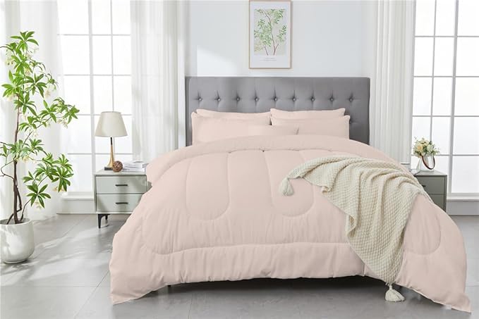 3 Piece Solid Color All Season Bedding Comforter Set Microfiber Soft Lightweight Bedding Set for Kids Teens Adults Room Decor with 1 Comforter and 2 Pillowcases King - LeafyLoom