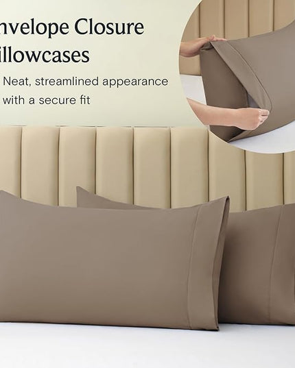 LuxClub 6 PC Full Sheet Set, Breathable Luxury Bed Sheets, Deep Pockets 18" Eco Friendly Wrinkle Free Cooling Bed Sheets Machine Washable Hotel Bedding Silky Soft - Dark Khaki Full - LeafyLoom