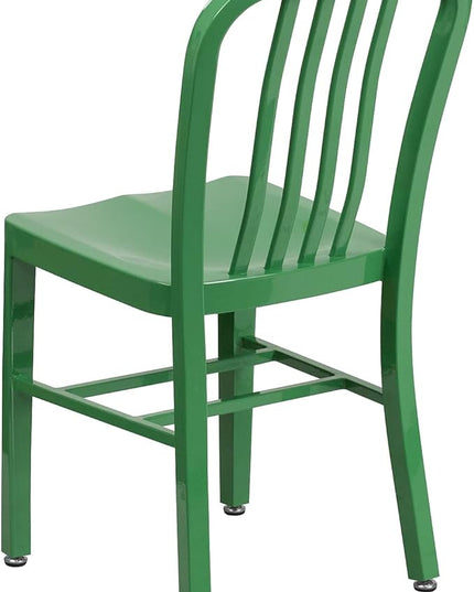 Flash Furniture Gael Commercial Grade 2 Pack Green Metal Indoor-Outdoor Chair - LeafyLoom