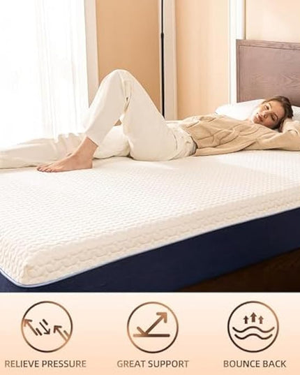 Cooling Gel Memory Foam Mattress Made in USA,Hybrid Mattress with Breathable Cover,Bed in a Box,Pressure Relieving,CertiPUR-US Certified (6 Inch, Full) - LeafyLoom