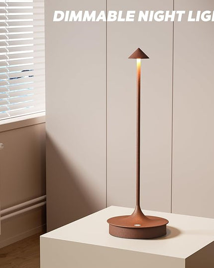 Set of 2 Cordless Table Lamp Rechargeable, Battery Operated Desk Lamp, 4000mAh LED Touch Lamp, Dimmable Portable Outdoor Waterproof Wireless Table Light for Restaurants/Bars/Outdoor(Brown) - LeafyLoom