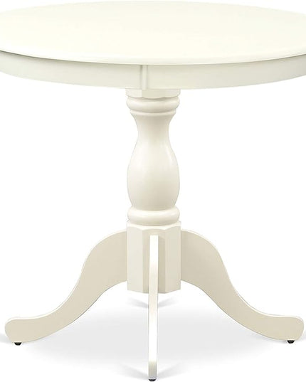 East West Furniture Antique 3 Piece Modern Set Contains a Round Table with Pedestal and 2 Kitchen Dining Chairs, 36x36 Inch, AMAV3-LWH-W - LeafyLoom