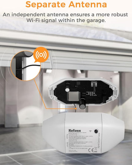 Smart Wi-Fi Garage Door Opener, Compatible with Apple HomeKit, Siri, Alexa & Google Assistant, Carplay, App Remote Control, Only Support 2.4GHz Networks Refoss