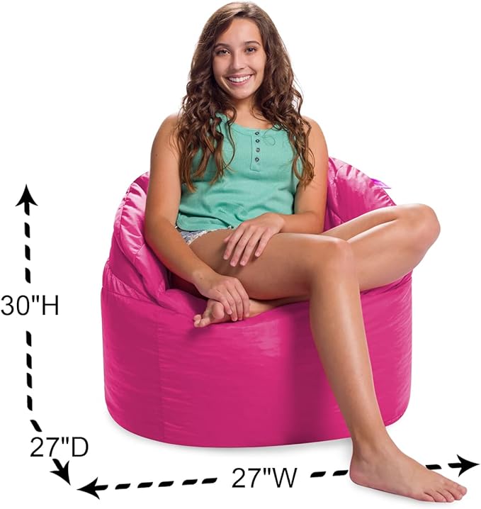 Posh Creations Structured Comfy Seat for Playrooms and Bedrooms, Large Bean Bag Chair, Sonoma Lounger, Pink - LeafyLoom