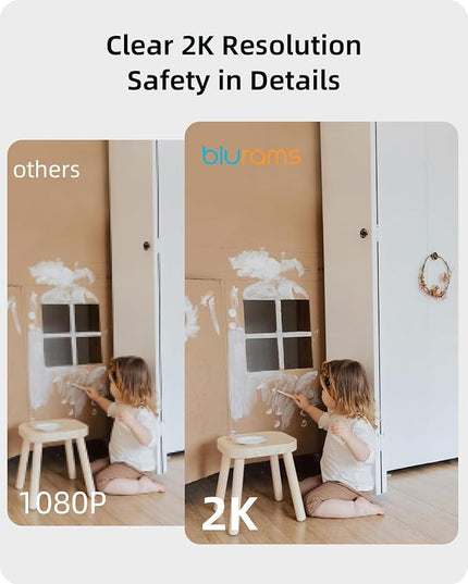 blurams Security Camera 2K, Baby Monitor Dog Camera 360-degree for Home Security (White + 64GB TF Card) Blurams