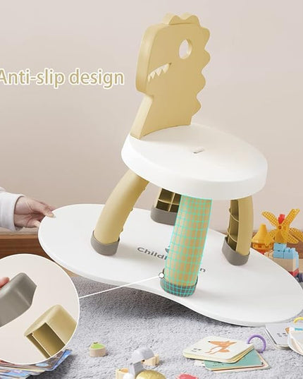 Toddler Chair,Plastic Kids Dino Chair,Sturdy Durable and Lightweight Toddler's Activity Chairs,Anti-Slip Ergonomic Design kids step stool,Indoor or Outdoor Use for Boys Girls Aged 2+ (Yellow) - LeafyLoom
