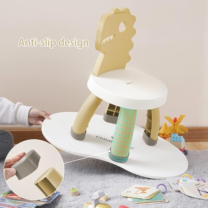 Toddler Chair,Plastic Kids Dino Chair,Sturdy Durable and Lightweight Toddler's Activity Chairs,Anti-Slip Ergonomic Design kids step stool,Indoor or Outdoor Use for Boys Girls Aged 2+ (Yellow) - LeafyLoom