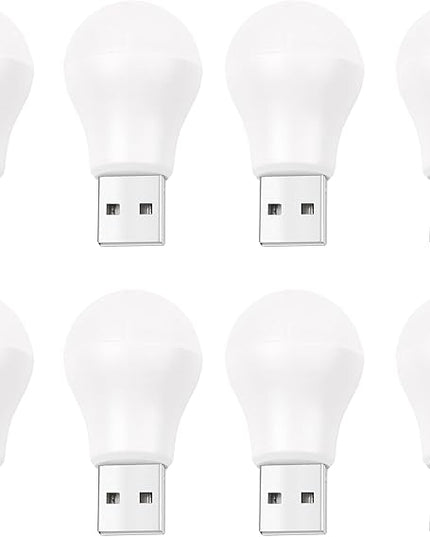 USB Plug Lamp, Mini Bulb Shape Night Light, Flexible LED Ambient Light, Emergency Lighting, Compact, Eye Protection Reading Light Small Round Light (8 Pack,Warm White) - LeafyLoom