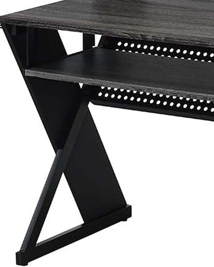 Acme Furniture Rectangular Music Desk Table with Earphone Rack, Black - LeafyLoom