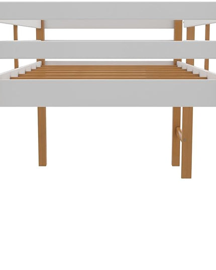 DHP Milton Junior Twin Size Wooden Loft Bed for Kids, Natural - LeafyLoom