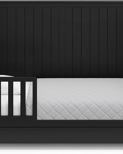 Graco Hadley 5-in-1 Convertible Crib with Drawer (Black) – Combo, Includes Full-Size Nursery Storage, Converts from Baby Crib to Toddler Bed, Daybed - LeafyLoom