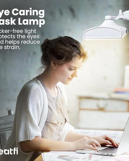Neatfi Ultra 3,500 Lumen LED Desk Lamp, Color Correlated Temperature, 3 Light Modes, Dimmable, 45W, 26 Inch Wide Metal Shade, 540 SMD LEDs (CCT with Clamp, White) - LeafyLoom