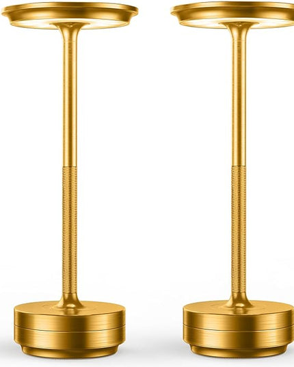 Cordless Table Lamps Rechargeable,Table Light USB Touch Bedside Battery Powered Table Lamp LED Portable Patio/Dining Table/bar 3-Level Brightnes [Burnished Gold] - LeafyLoom