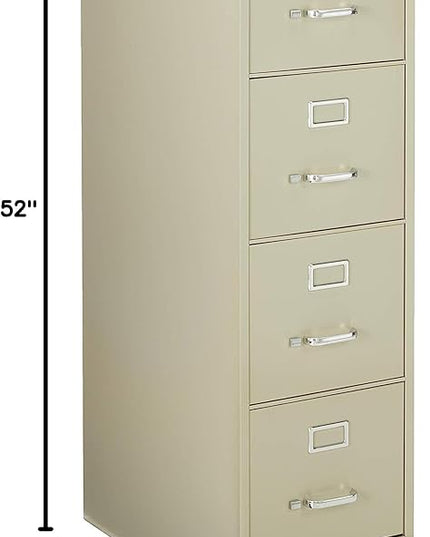 Lorell 4-Drawer Vertical File with Lock, 15 by 25 by 52-Inch, Putty - LeafyLoom