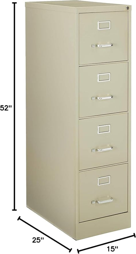 Lorell 4-Drawer Vertical File with Lock, 15 by 25 by 52-Inch, Putty - LeafyLoom