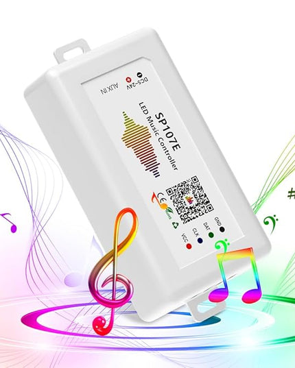 BTF-LIGHTING FCOB RGB WS2811 IC WS2812B WS2811 WS2813 SP107E Music Bluetooth Full Color Controller Support Almost All The LED IC Chip Suit for LED Strip,Matrix Panel,Module Buli-in Mic/AUX Input BTF-LIGHTING
