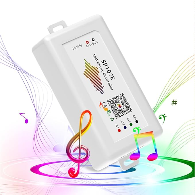 BTF-LIGHTING FCOB RGB WS2811 IC WS2812B WS2811 WS2813 SP107E Music Bluetooth Full Color Controller Support Almost All The LED IC Chip Suit for LED Strip,Matrix Panel,Module Buli-in Mic/AUX Input BTF-LIGHTING