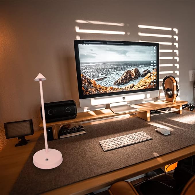 Cordless Table Lamps,Rechargeable Led Touch Bar Lamp,Portable Battery Desk Lamp,Brightness Dimmable Small Table Lamps,Minimalist Design,for Living Room/Restaurant/Couple Dinner/(Pink) - LeafyLoom