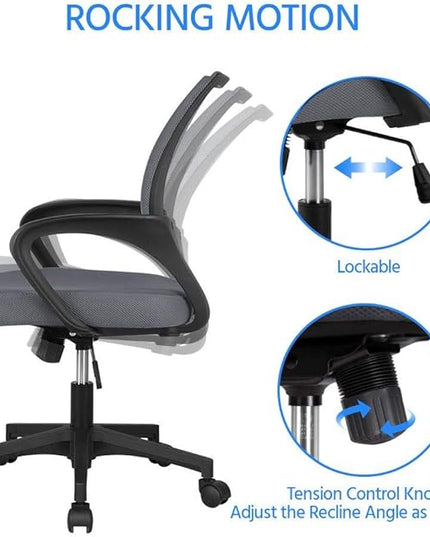 Yaheetech Office Chair Mid Back Executive Task Swivel Rolling Gaming Lumbar Support Modern Desk Computer Ergonomic Mesh Embody Chair Rolly Study Chair with Armrests, Dark Grey - LeafyLoom