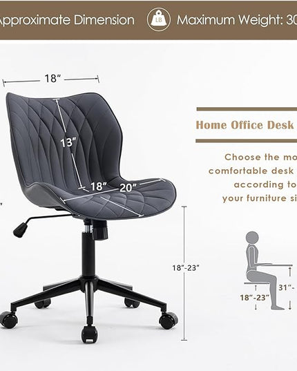 YOUNUOKE Office Desk Chair, Comfy Home Office Chairs, Small Comfortable Desk Chairs with Wheels, Armless PU Leather Chairs for Computer Conference, Purple - LeafyLoom