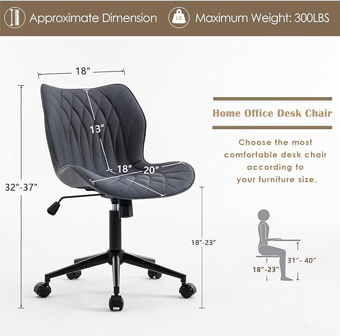 YOUNUOKE Office Desk Chair, Comfy Home Office Chairs, Small Comfortable Desk Chairs with Wheels, Armless PU Leather Chairs for Computer Conference, Purple - LeafyLoom
