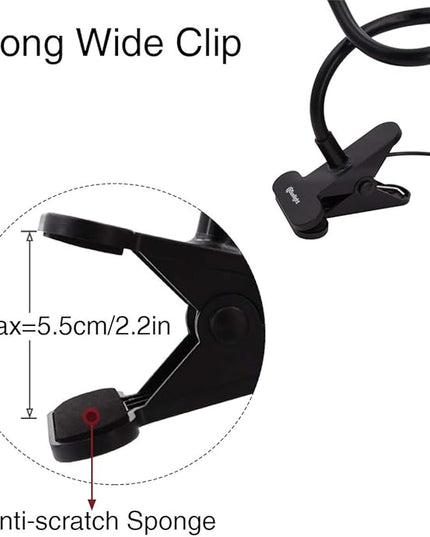 Clamp on Lamp, Clip Light, Desk Lamps 3 Color Temperature Setting, 10 Brightness Levels, 2m USB Cord Power Supply and AC Adapter Included, Pack of 2 (Black) - LeafyLoom